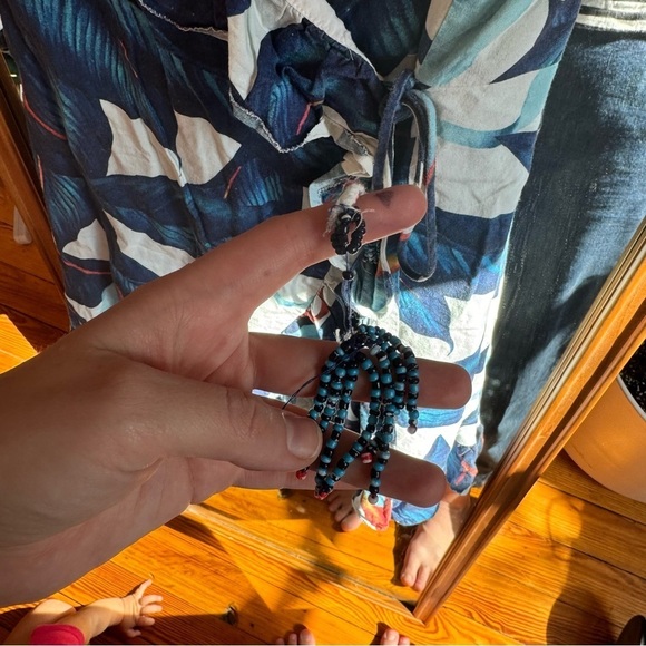 FARM Rio Blue Tropical Floral Ruffle Wrap Mini Dress Medium AS IS - Picture 6 of 6